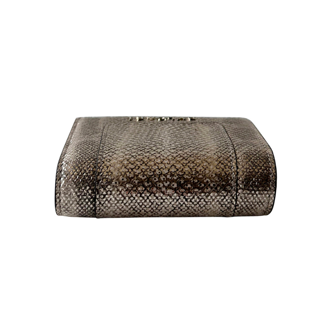 Bvlgari Serpenti Snake Skin Trifold Wallet - revogue
