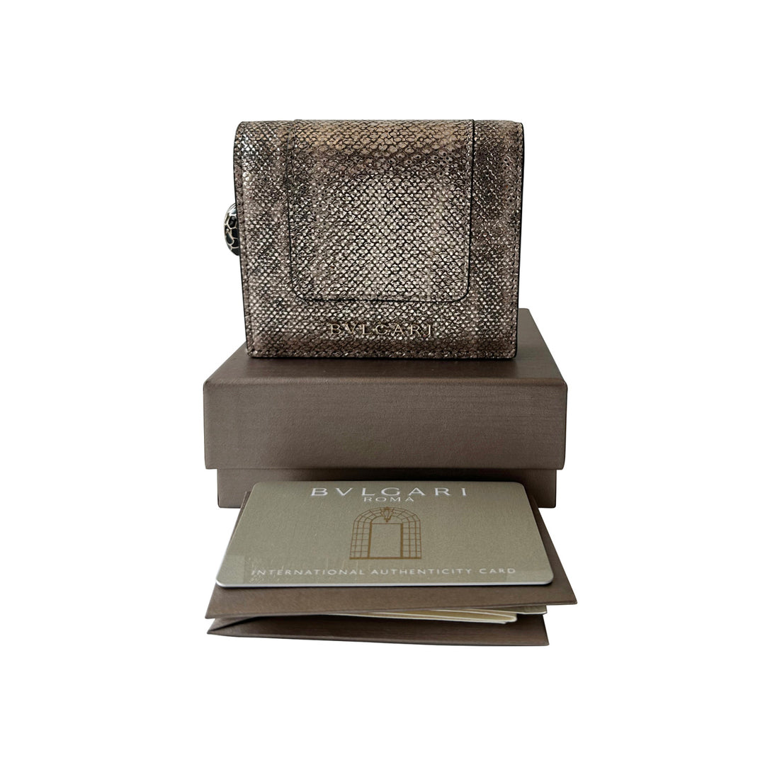 Bvlgari Serpenti Snake Skin Trifold Wallet - revogue