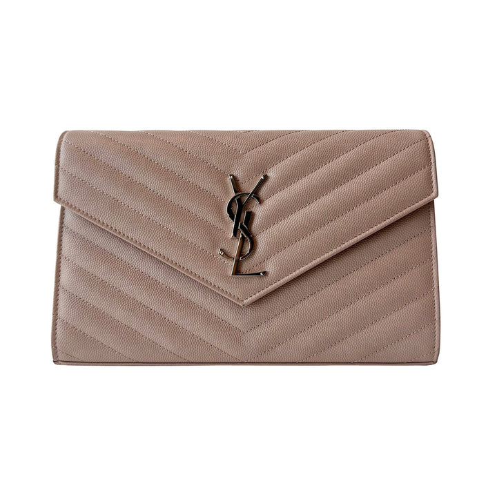 Saint Laurent Grain De Poudre Monogram Wallet On Chain - revogue