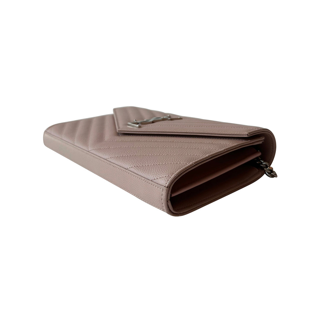 Saint Laurent Grain De Poudre Monogram Wallet On Chain - revogue