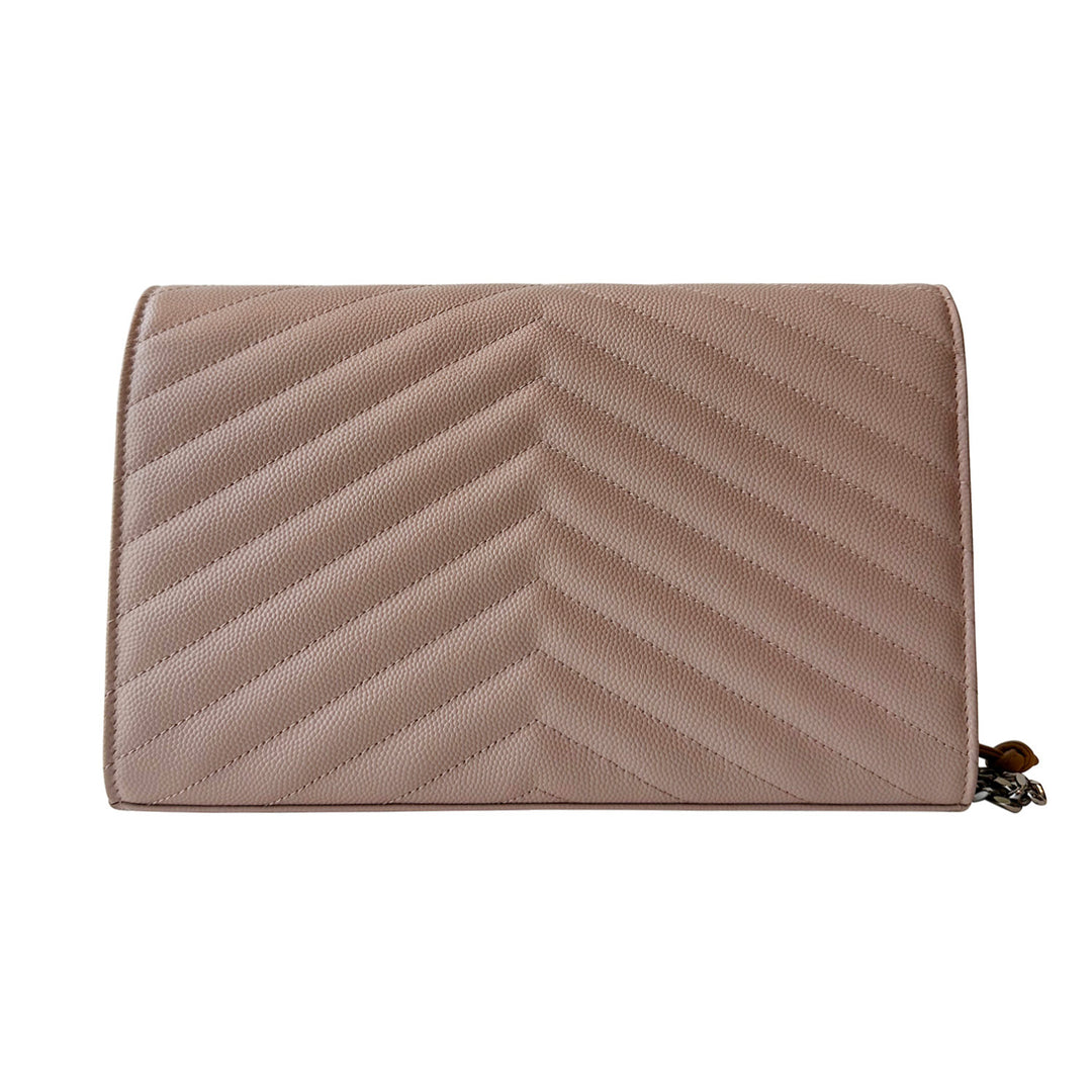 Saint Laurent Grain De Poudre Monogram Wallet On Chain - revogue