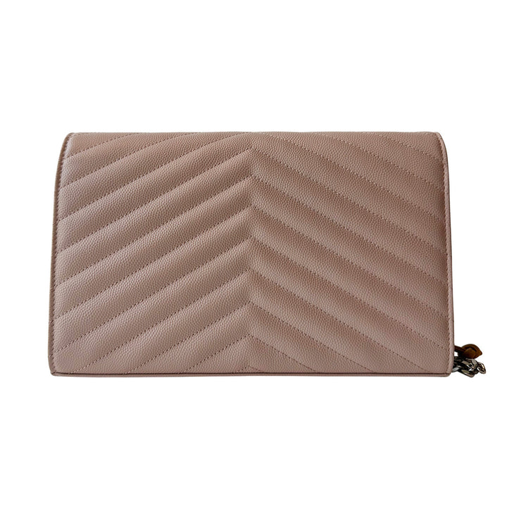 Saint Laurent Grain De Poudre Monogram Wallet On Chain - revogue