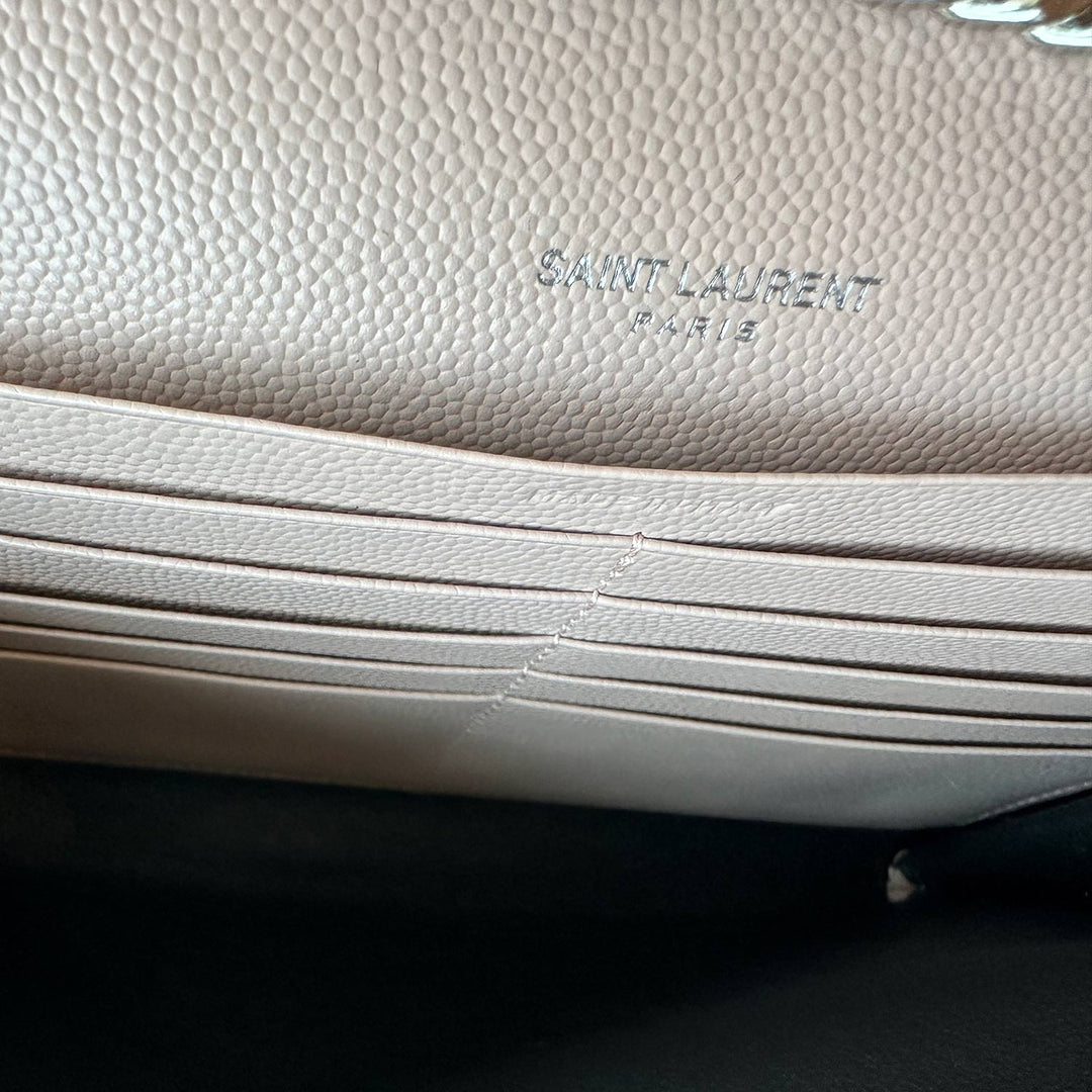 Saint Laurent Grain De Poudre Monogram Wallet On Chain - revogue