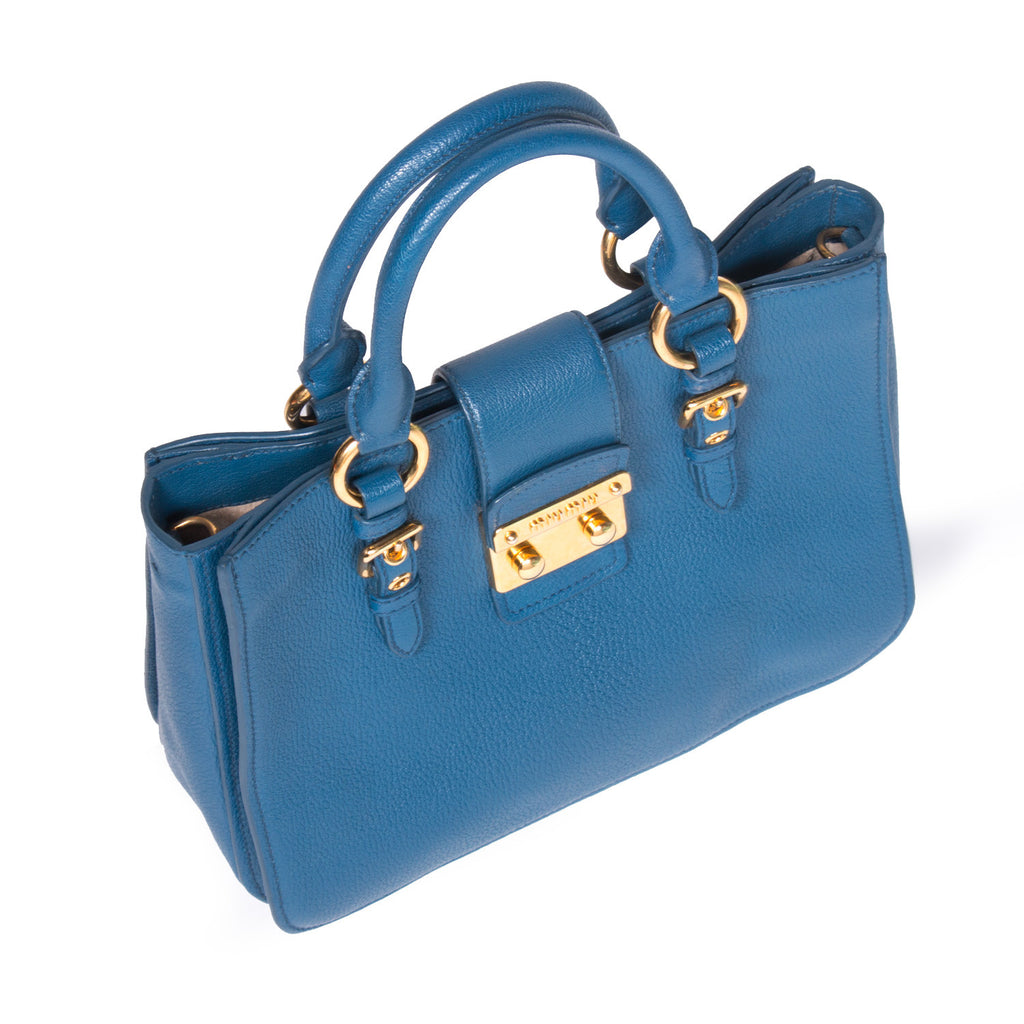 Miu Miu Pebbled Leather Satchel - revogue