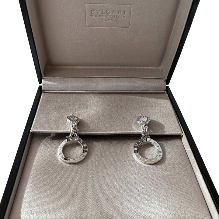 Bvlgari 18K Diamond Circle Drop Earrings - revogue