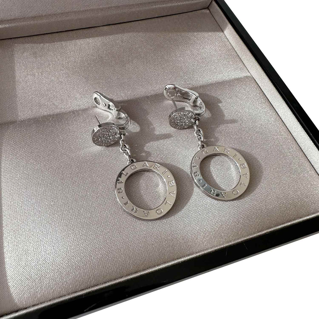 Bvlgari 18K Diamond Circle Drop Earrings - revogue