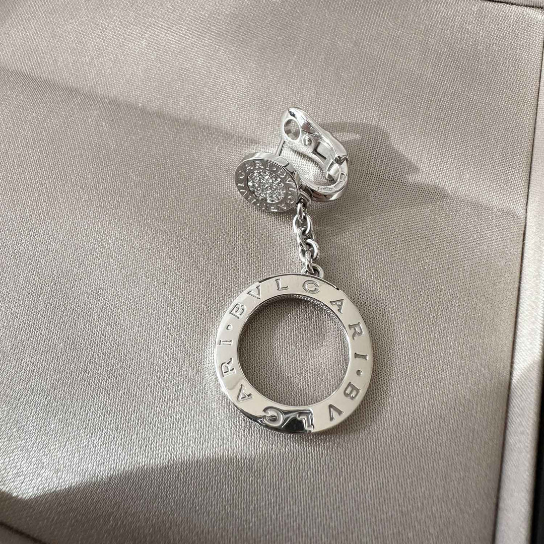 Bvlgari 18K Diamond Circle Drop Earrings - revogue