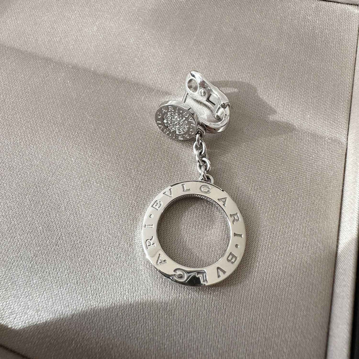 Bvlgari 18K Diamond Circle Drop Earrings - revogue