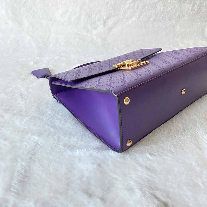 Gucci GG Signature Medium Padlock Top Handle Bag - revogue