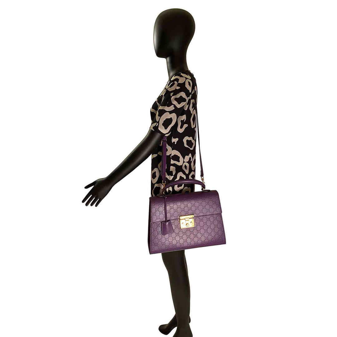 Gucci GG Signature Medium Padlock Top Handle Bag - revogue