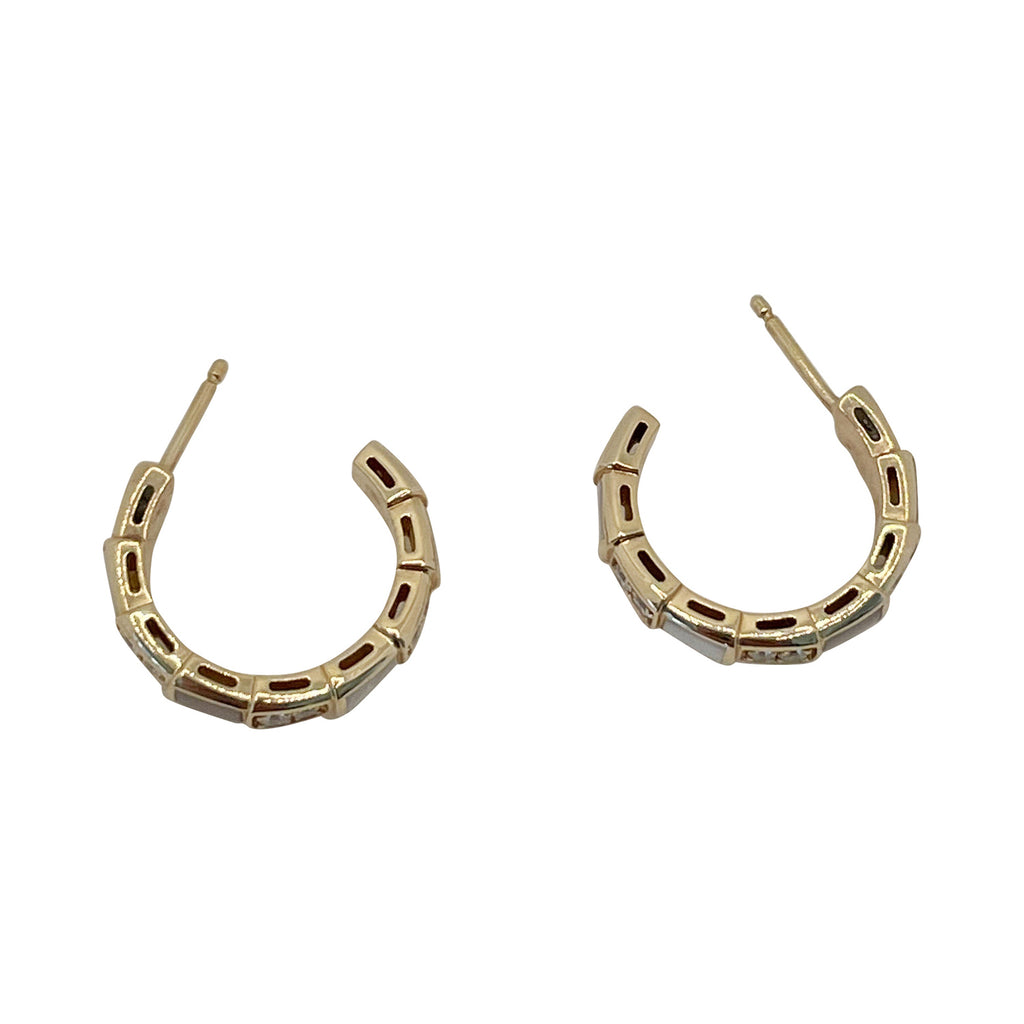 Bvlgari Mother of Pearl & Diamond Serpenti Viper Hoop Earrings