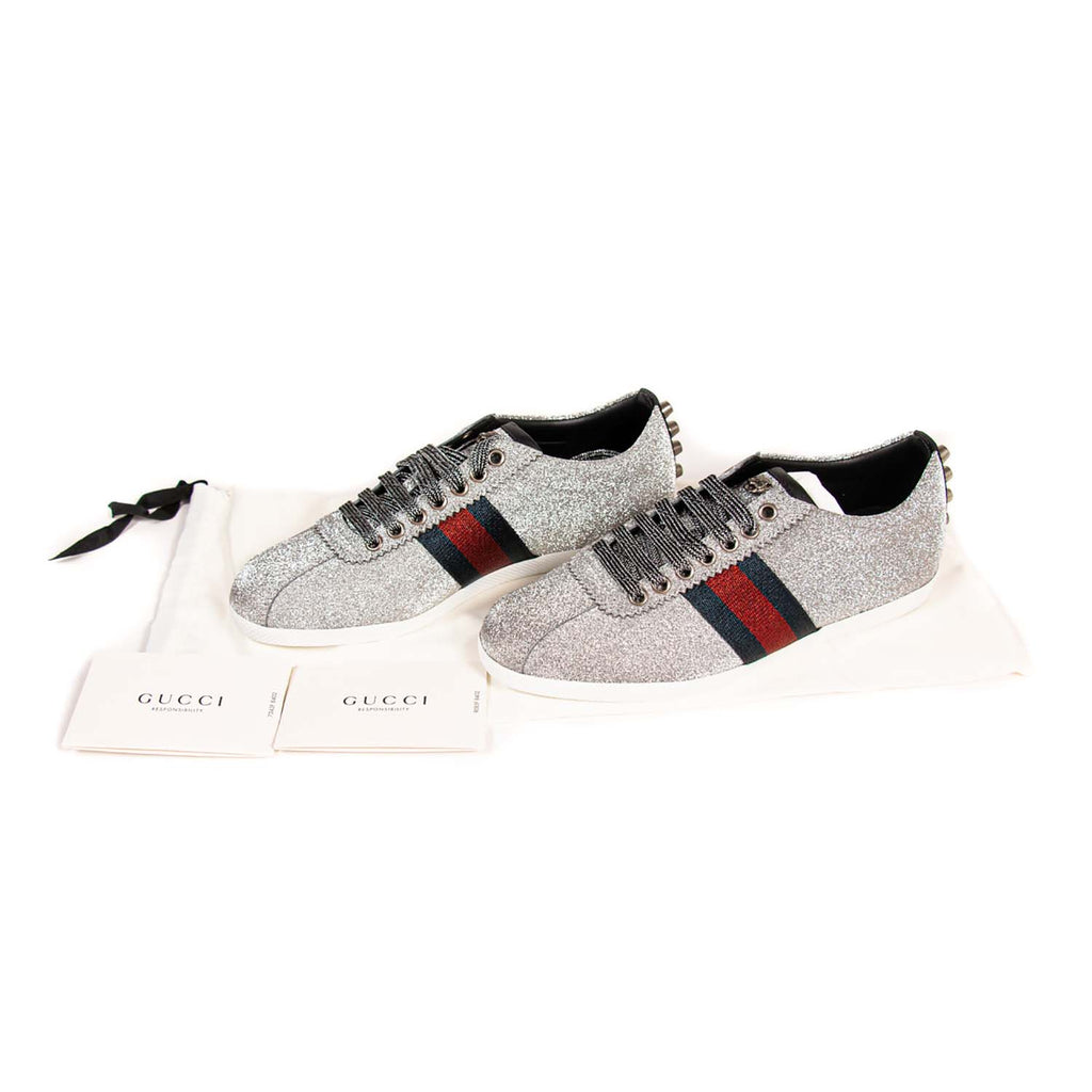 Gucci Glitter Web Sneaker With Studs Shoes Gucci - Shop authentic new pre-owned designer brands online at Re-Vogue