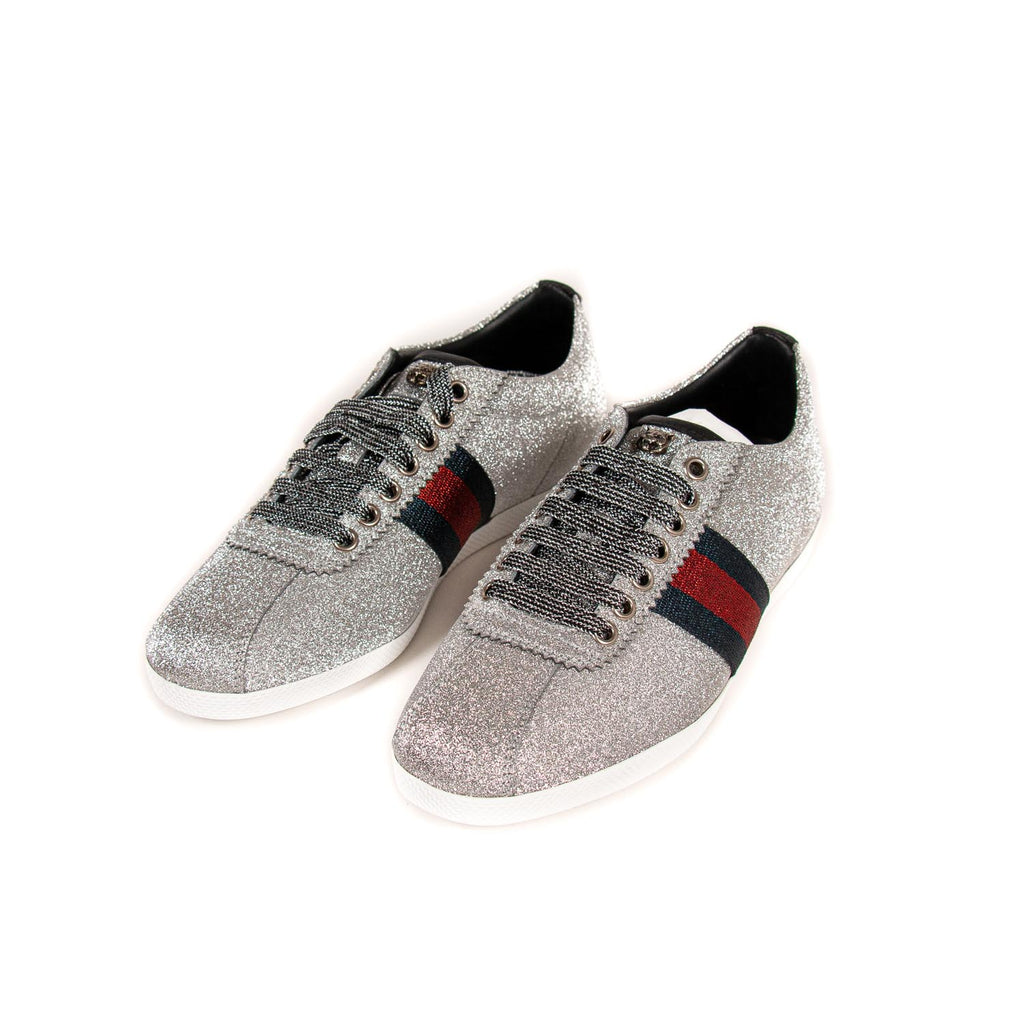 Gucci Glitter Web Sneaker With Studs Shoes Gucci - Shop authentic new pre-owned designer brands online at Re-Vogue