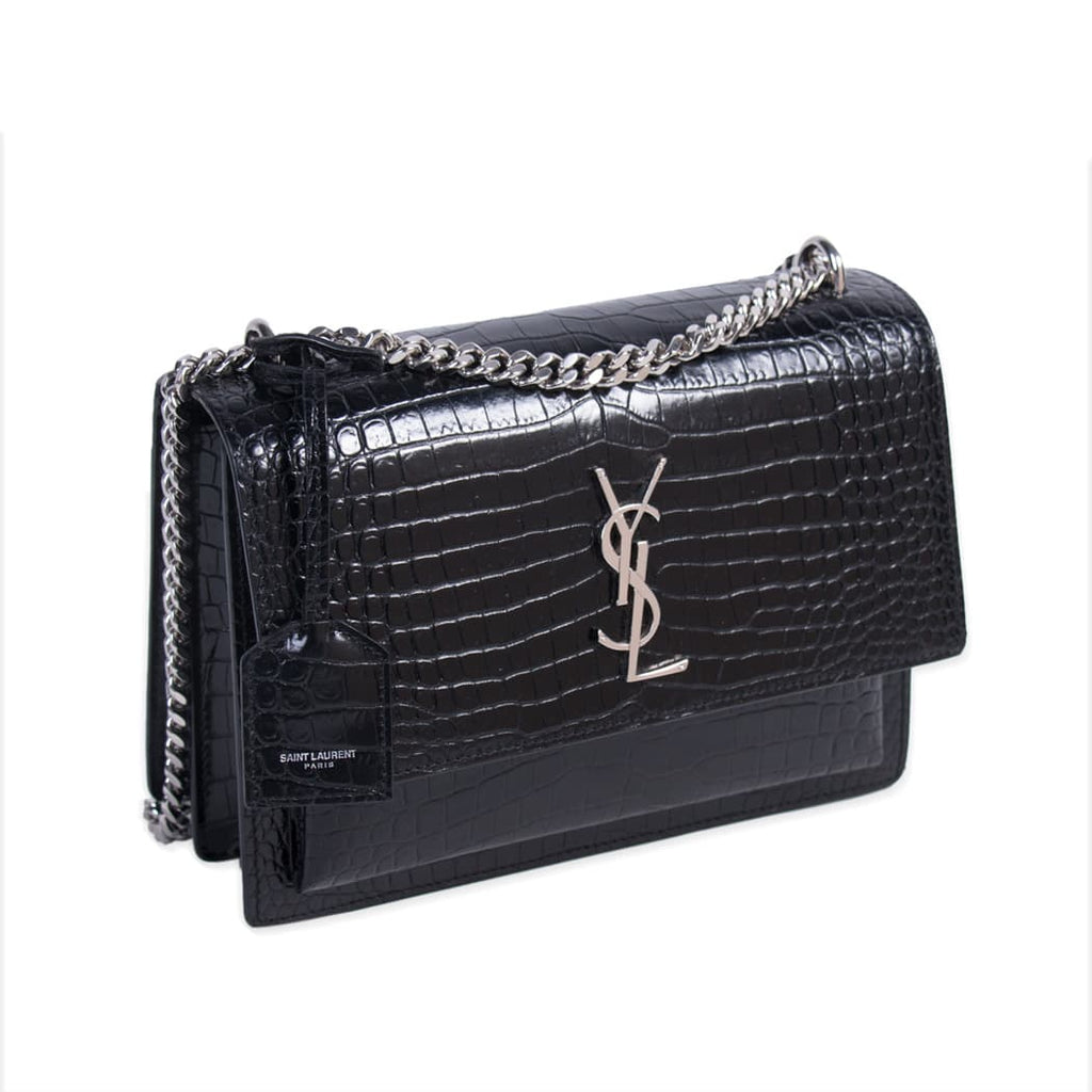 Saint Laurent Sunset Medium Crocodile Embossed Leather Bags Yves Saint Laurent - Shop authentic new pre-owned designer brands online at Re-Vogue