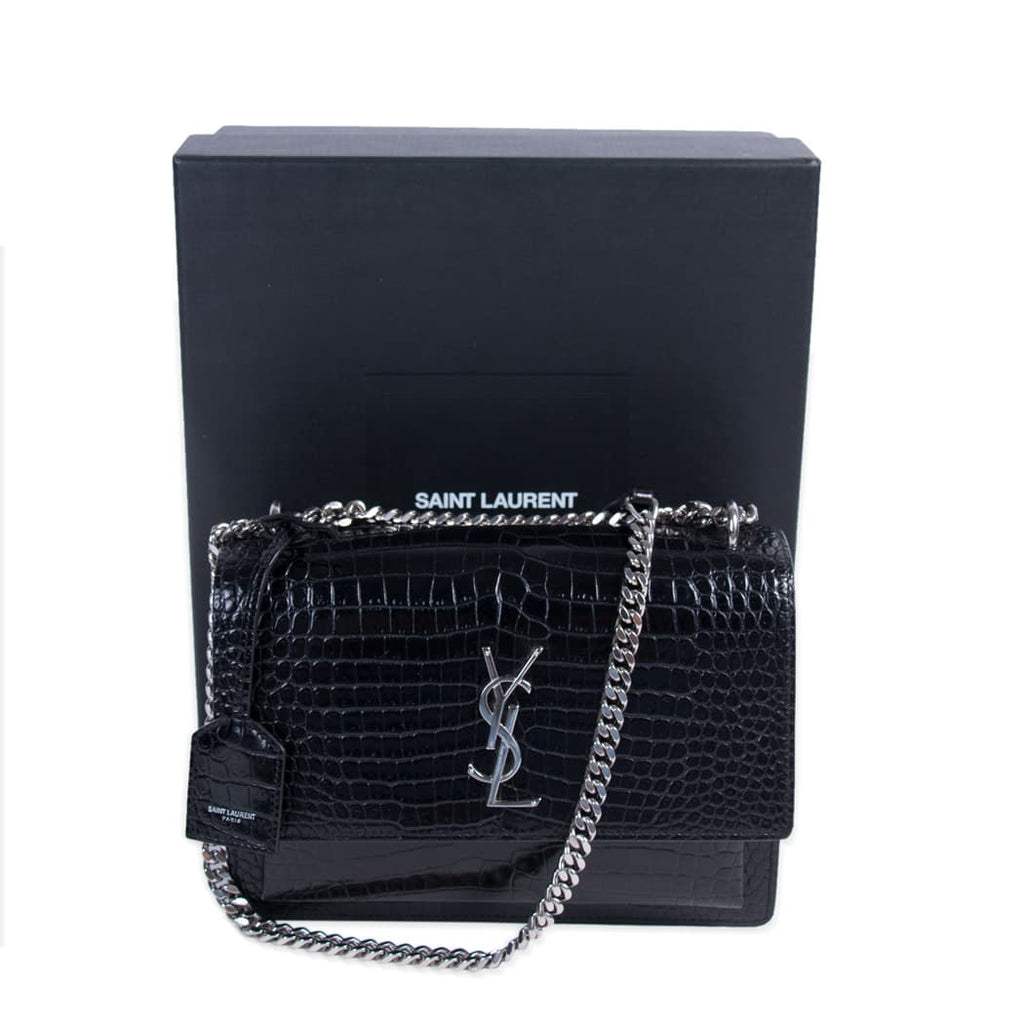 Saint Laurent Sunset Medium Crocodile Embossed Leather Bags Yves Saint Laurent - Shop authentic new pre-owned designer brands online at Re-Vogue