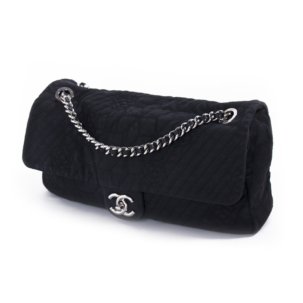 Chanel Stitched Camelia Jersey Flap Bag Bags Chanel - Shop authentic new pre-owned designer brands online at Re-Vogue