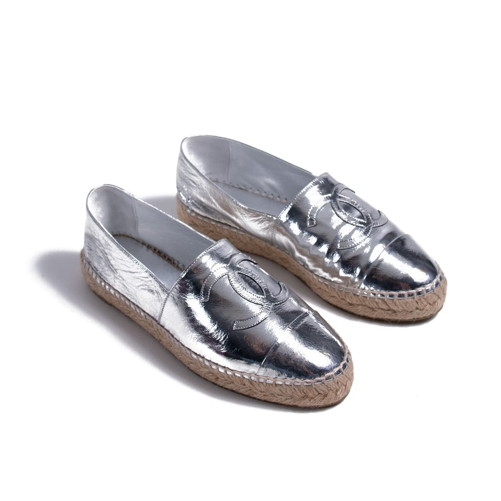 Chanel Metallic Leather CC Espadrilles Shoes Chanel - Shop authentic new pre-owned designer brands online at Re-Vogue