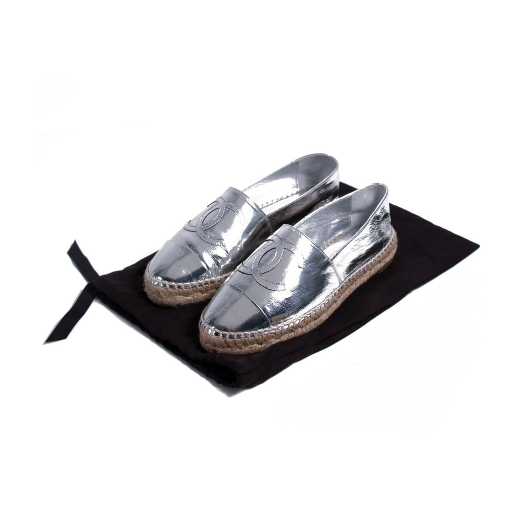 Chanel Metallic Leather CC Espadrilles Shoes Chanel - Shop authentic new pre-owned designer brands online at Re-Vogue