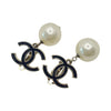 Chanel CC Logo Pearl Clip Earrings