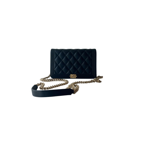 Chanel White and Black Chained Clutch
