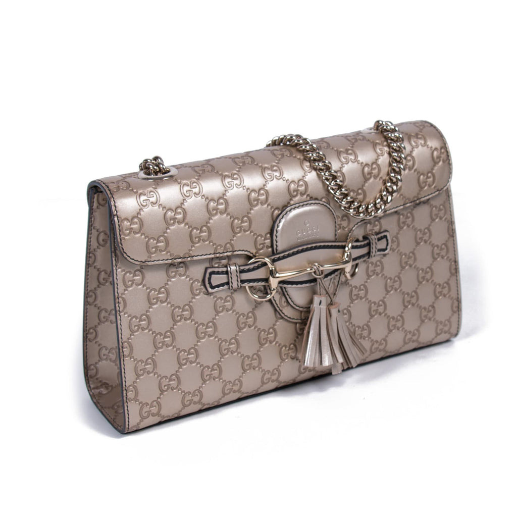 Gucci Emily Medium Metallic Shoulder Bag Bags Gucci - Shop authentic new pre-owned designer brands online at Re-Vogue