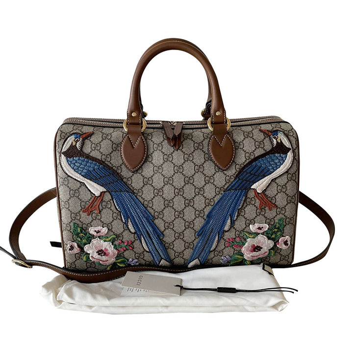 Gucci GG Supreme Embroidered Boston Bag - revogue