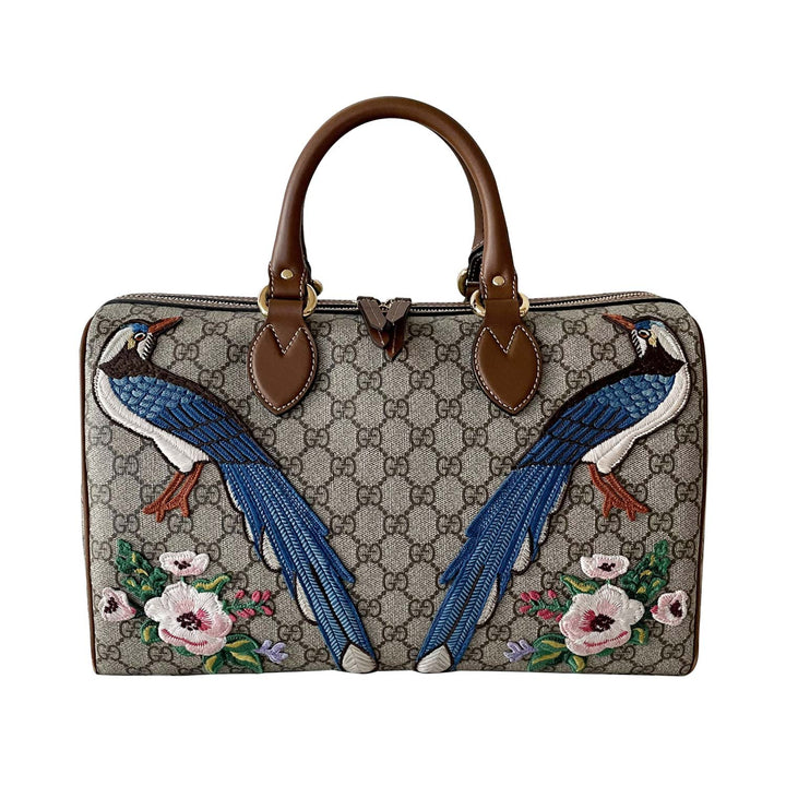 Gucci GG Supreme Embroidered Boston Bag - revogue