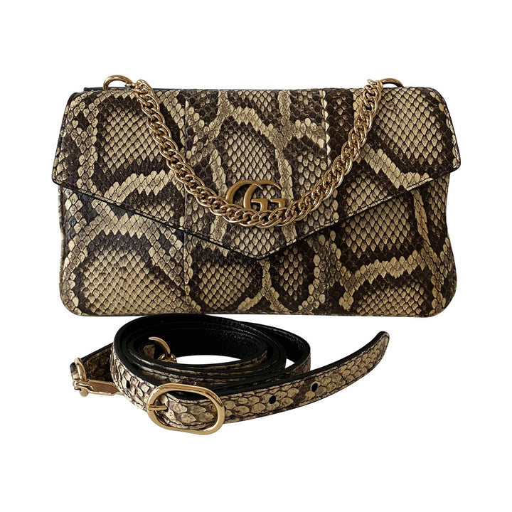 Gucci Thiara Python Double Envelope Shoulder Bag - revogue