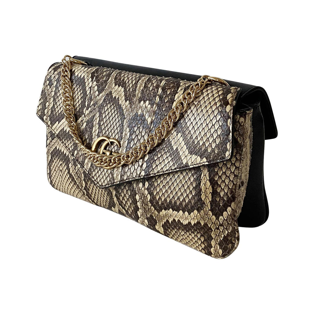 Gucci Thiara Python Double Envelope Shoulder Bag - revogue