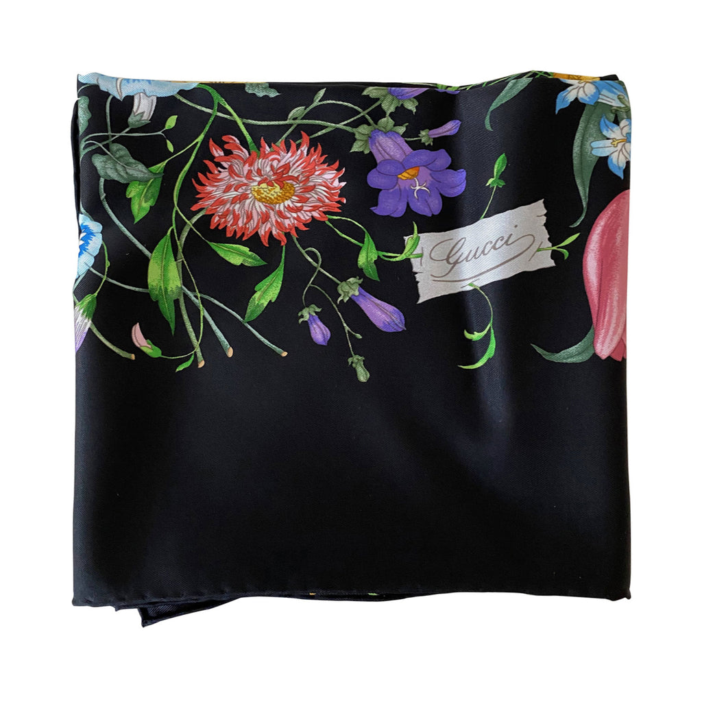 Gucci GG Printed Silk Floral Scarf