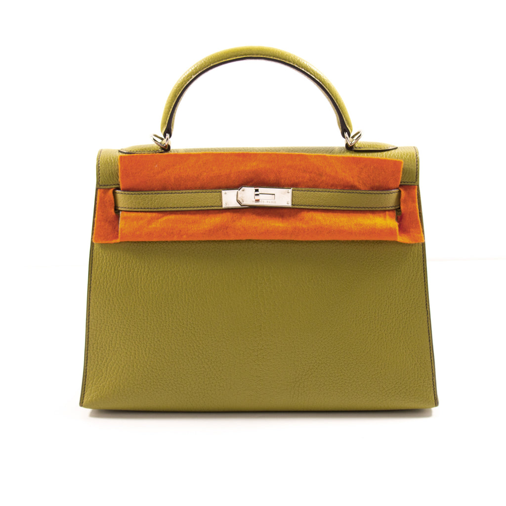 Hermès Kelly 32 Sellier Vert Anis Chevre Mysore Bags Hermès - Shop authentic new pre-owned designer brands online at Re-Vogue