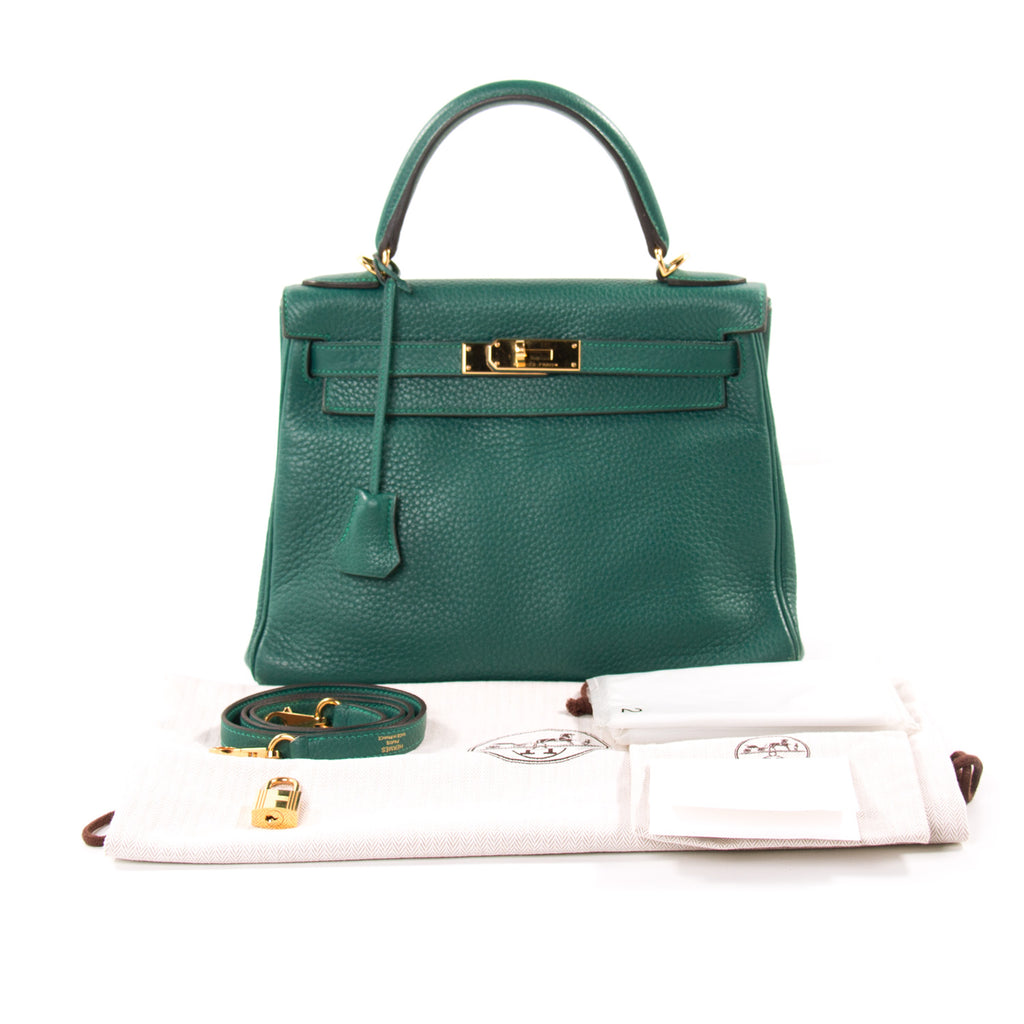 Hermès Kelly 28 Retourne Malachite Clemence Bags Hermès - Shop authentic new pre-owned designer brands online at Re-Vogue