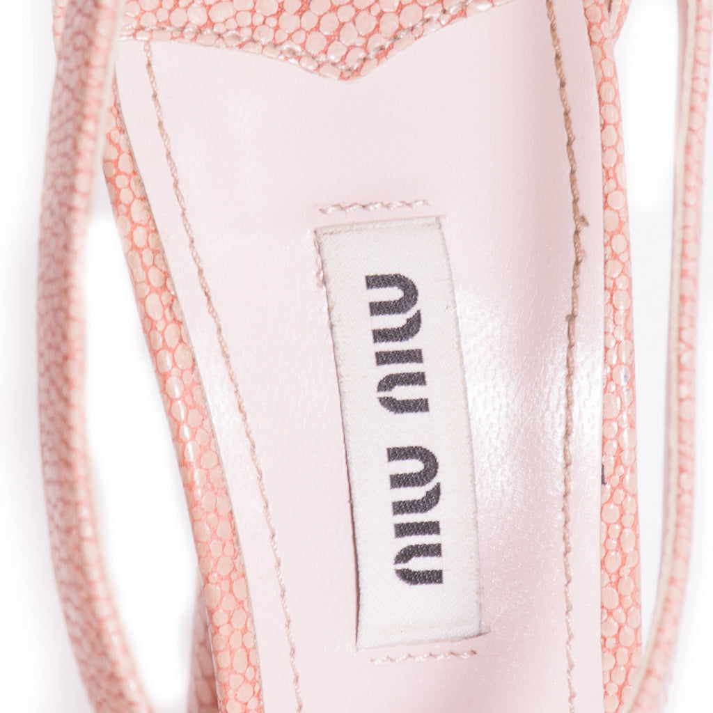 Miu Miu Nude Leather Sandals - revogue