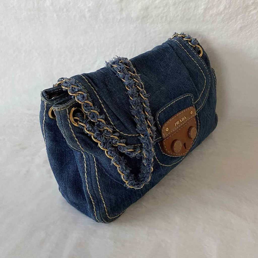 Prada Denim Chain Shoulder Bag