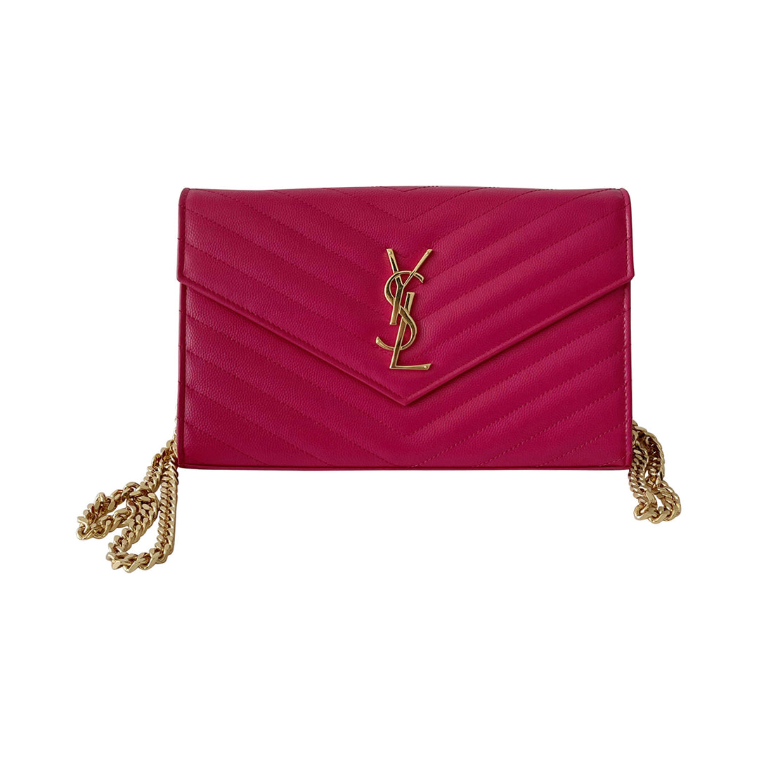 Saint Laurent Grain De Poudre Monogram Wallet On Chain - revogue
