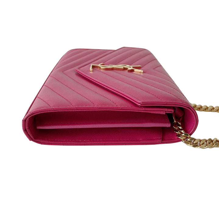 Saint Laurent Grain De Poudre Monogram Wallet On Chain - revogue
