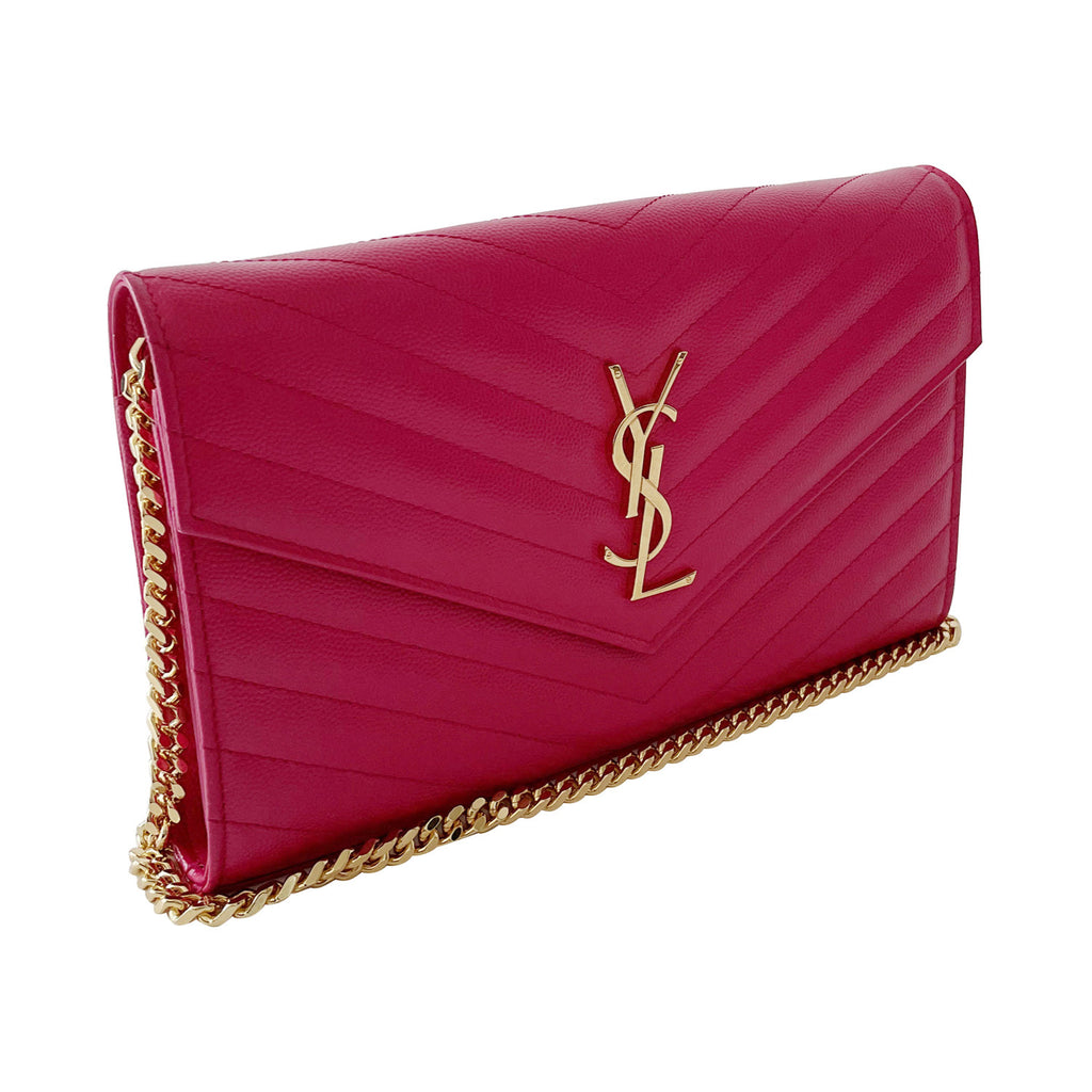 Saint Laurent Grain De Poudre Monogram Wallet On Chain