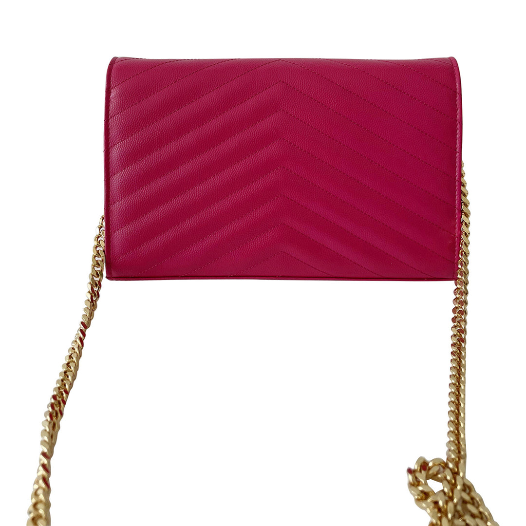 Saint Laurent Grain De Poudre Monogram Wallet On Chain - revogue