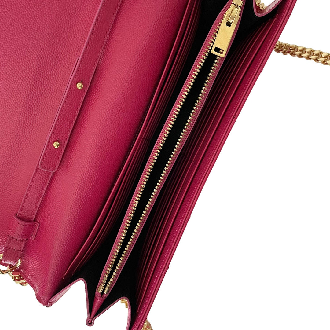 Saint Laurent Grain De Poudre Monogram Wallet On Chain - revogue